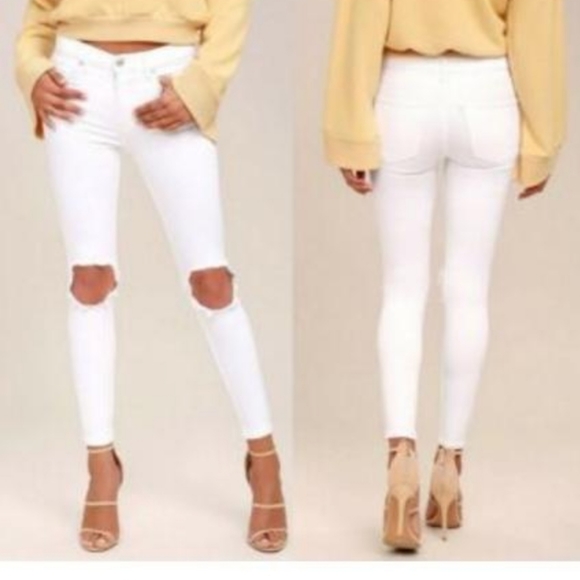 Free People Denim - FREE PEOPLE WHITE BUSTED KNEE JEANS